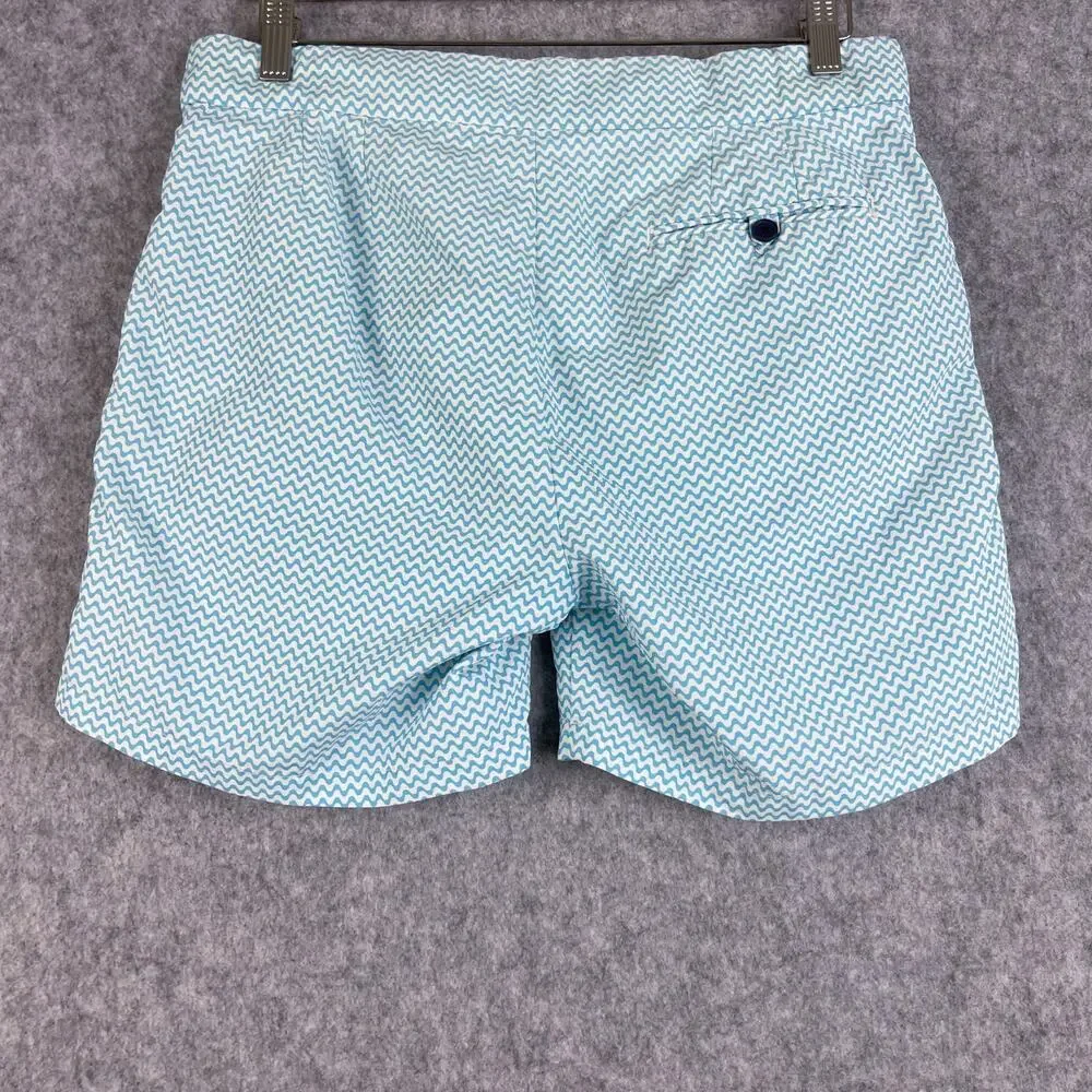 Frescobol‎ Carioca Mens Swim Trunks Blue Wavy Print Shorts Size 32